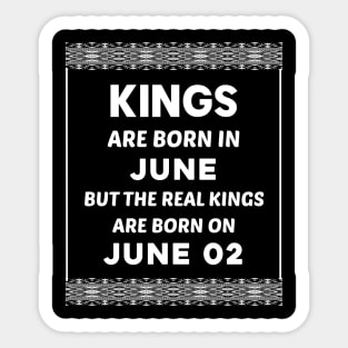 Birthday King White June 02 2nd Sticker